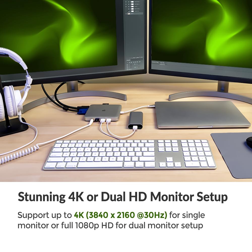 USB-C Docking Station with Power Pass-Thru