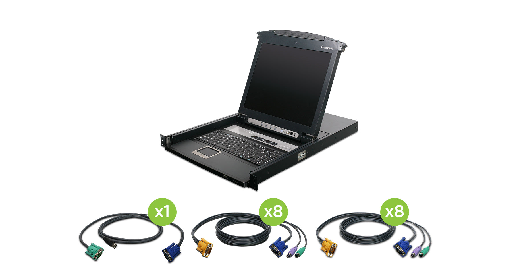 16-Port LCD Combo KVM Switch with PS/2 KVM Cables