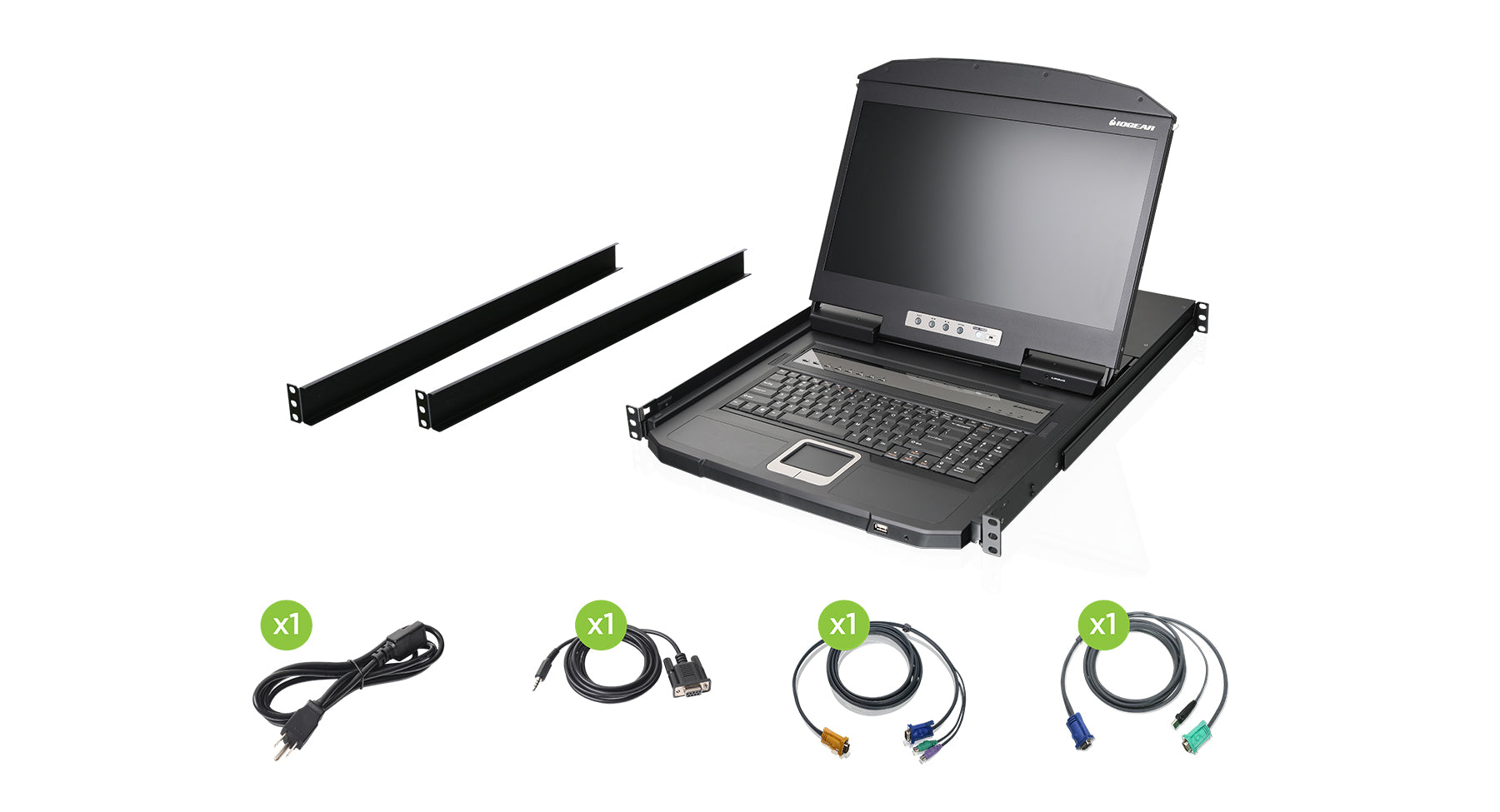 18.5" Widescreen Short Depth 8-Port LCD KVM Switch (TAA)