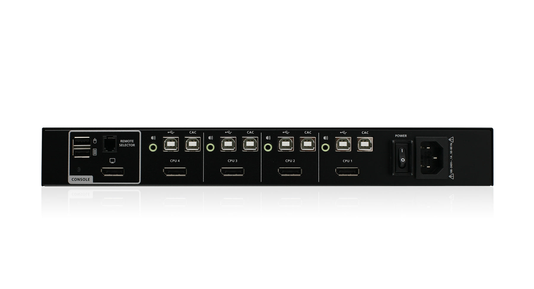 Universal 4-Port Single View DisplayPort/HDMI Secure KVM Switch Kit w/Audio and CAC Support