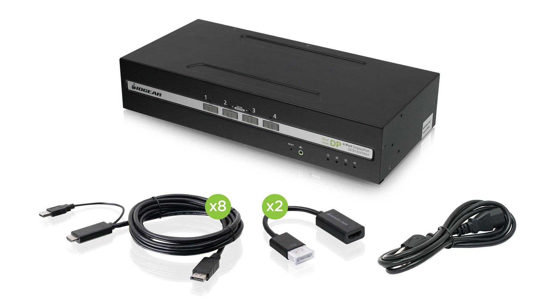 Universal 4-Port Dual View DisplayPort/HDMI Secure KVM Switch Kit w/Audio