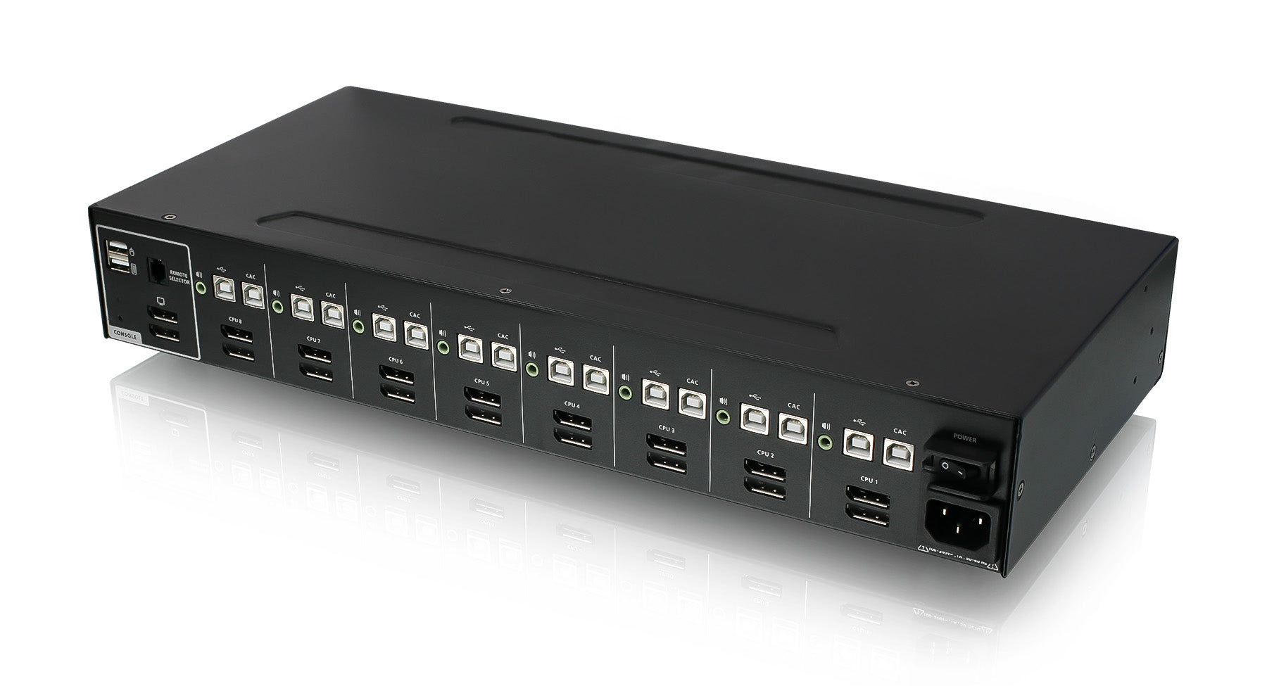 8-Port Dual View DisplayPort/HDMI Universal Secure KVM Switch w/Audio and CAC Support