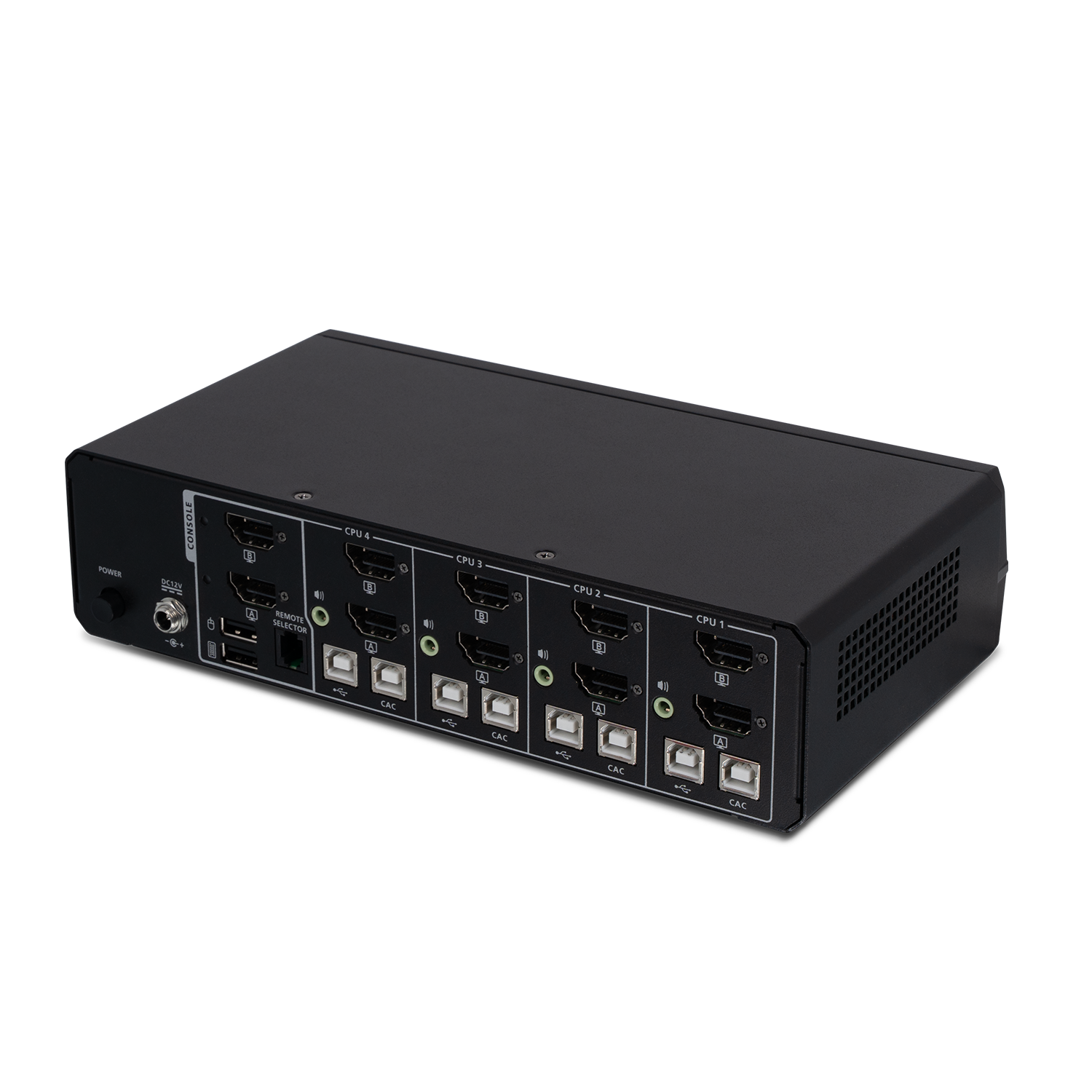 4-Port Dual View True Universal (DP/HDMI) Secure KVM Switch w/Audio and CAC Support