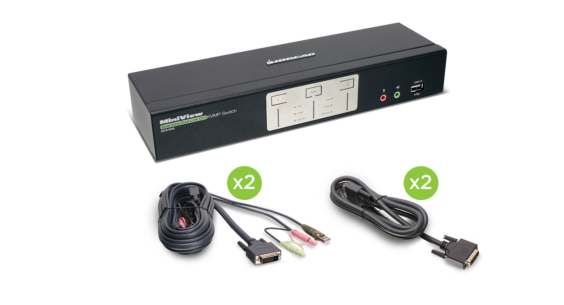 2-Port DualView Dual-Link DVI KVMP Switch with Audio (TAA Compliant)