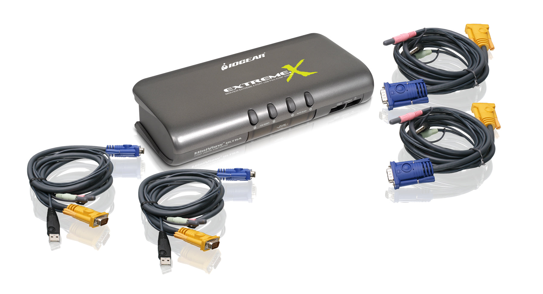 4-Port MiniView Extreme Multimedia KVMP Switch w/Cables