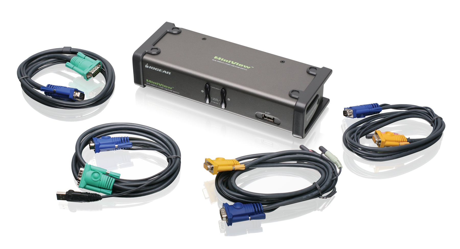 2-Port DualView USB VGA KVMP Switch with cables (TAA Compliance)