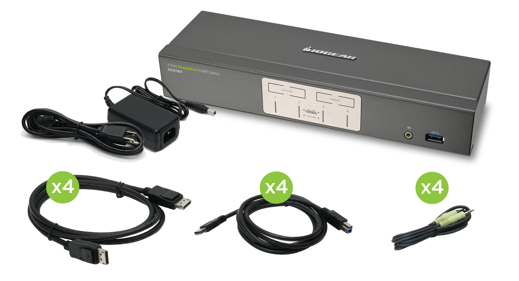 4-Port DisplayPort KVMP Switch with USB 3.0 Hub (TAA Compliant)