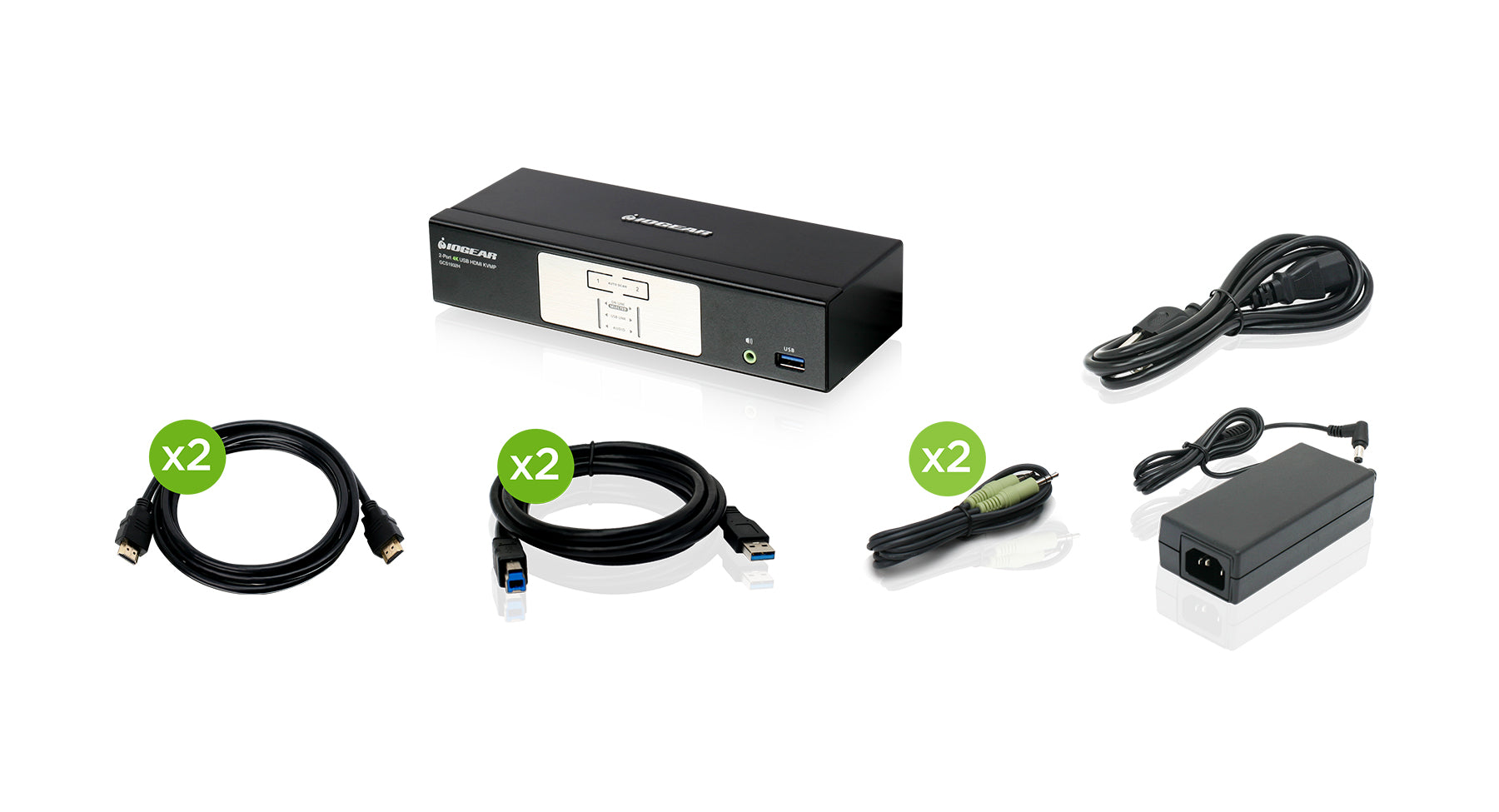 2-Port 4K KVMP Switch with HDMI Connection, USB 3.0 Hub, and Audio