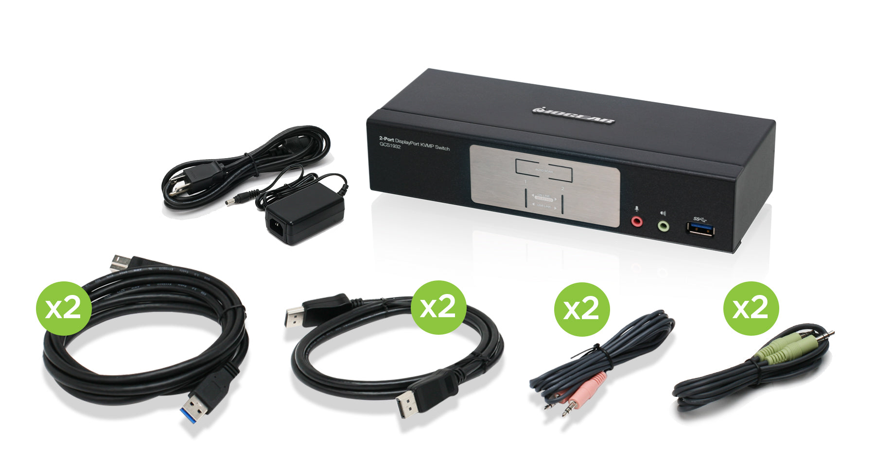 2-Port DisplayPort 1.2 KVMP Switch with USB 3.1 Gen1 Hub and Audio