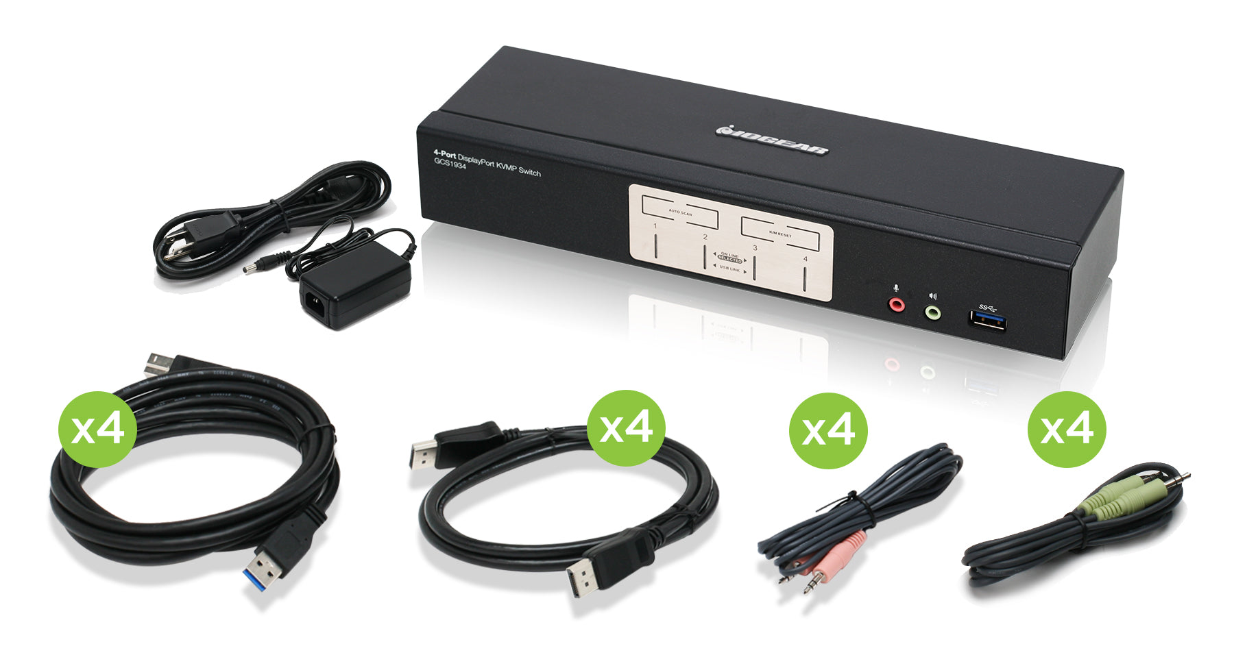4-Port DisplayPort 1.2 KVMP with Built in USB 3.1 Gen 1 Hub and Audio (TAA)