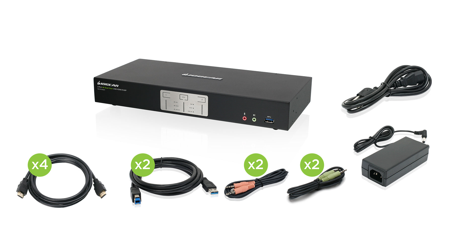 2-Port 4K Dual View KVMP Switch with HDMI Connection, USB 3.0 Hub and Audio (TAA)