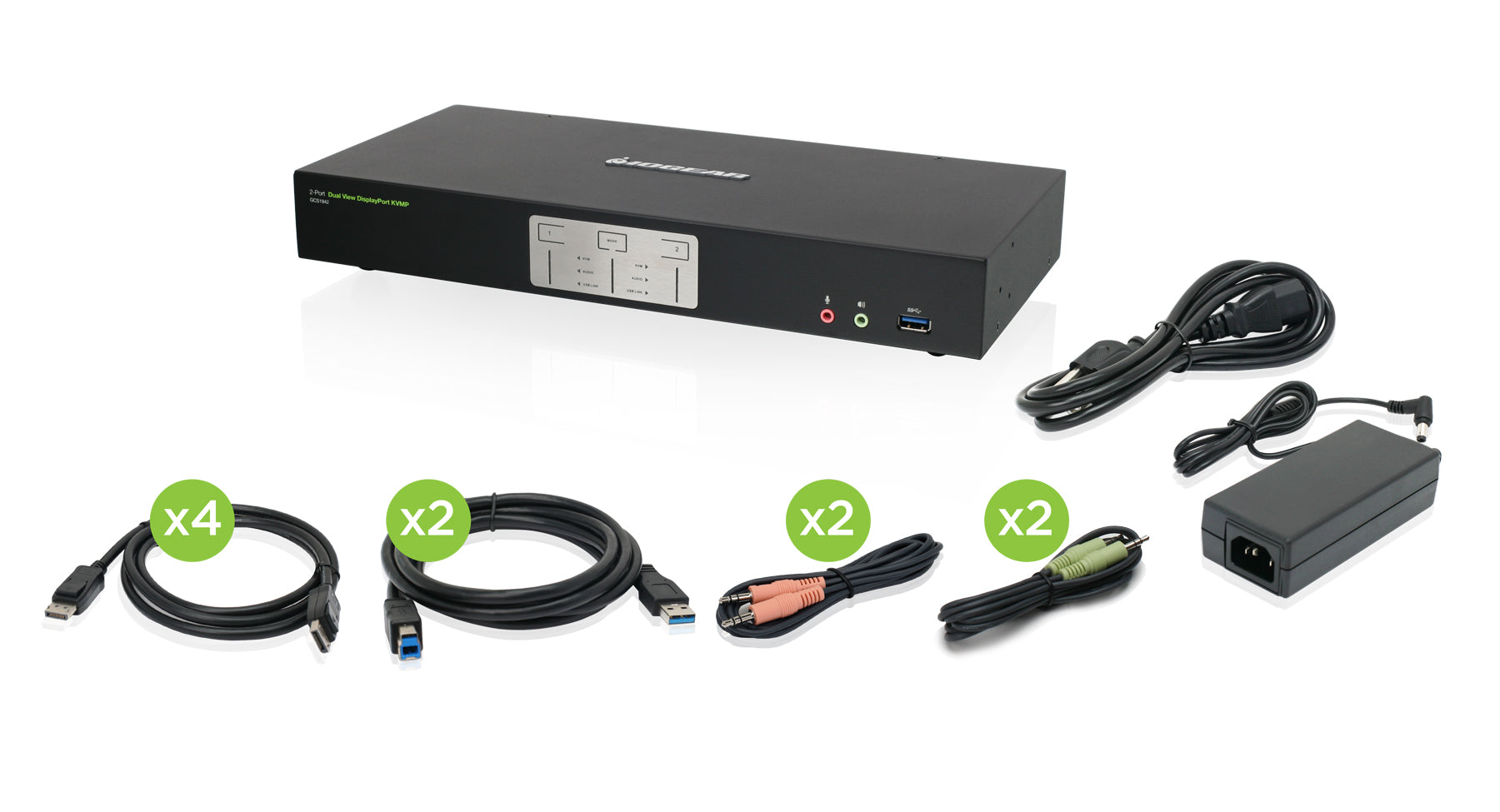 2-Port 4K Dual View DisplayPort KVMP with USB 3.0 Hub and Audio