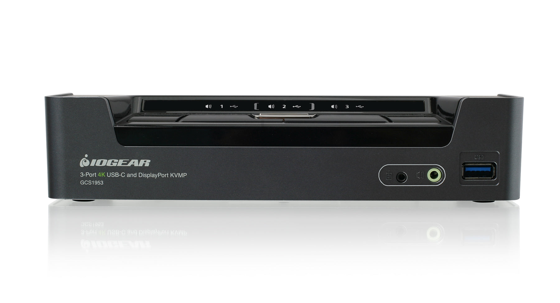 3-Port 4K USB-C and DisplayPort KVMP Switch with Power Output