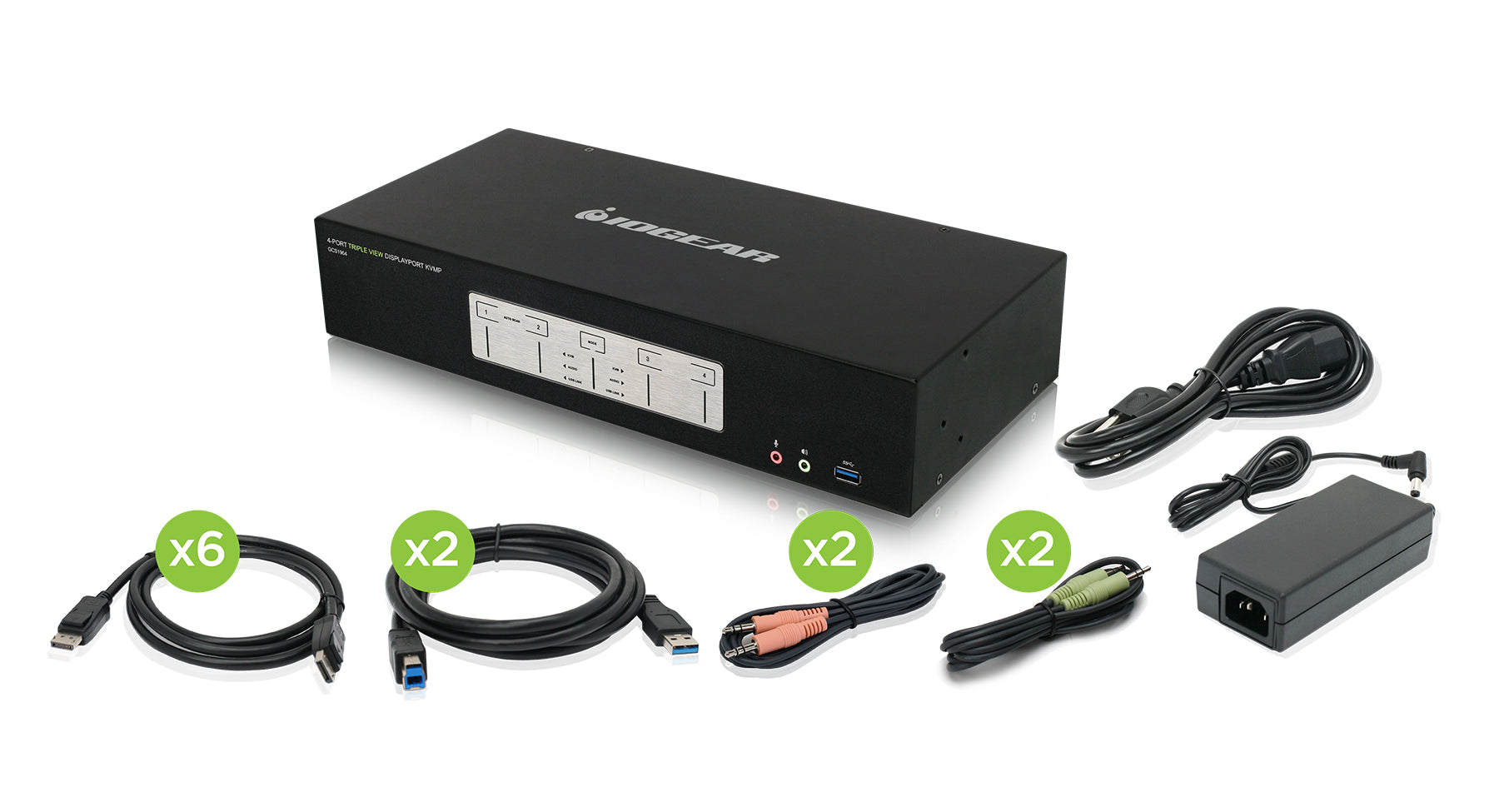 4-Port 4K Triple View DisplayPort KVMP Switch with USB 3.0 Hub