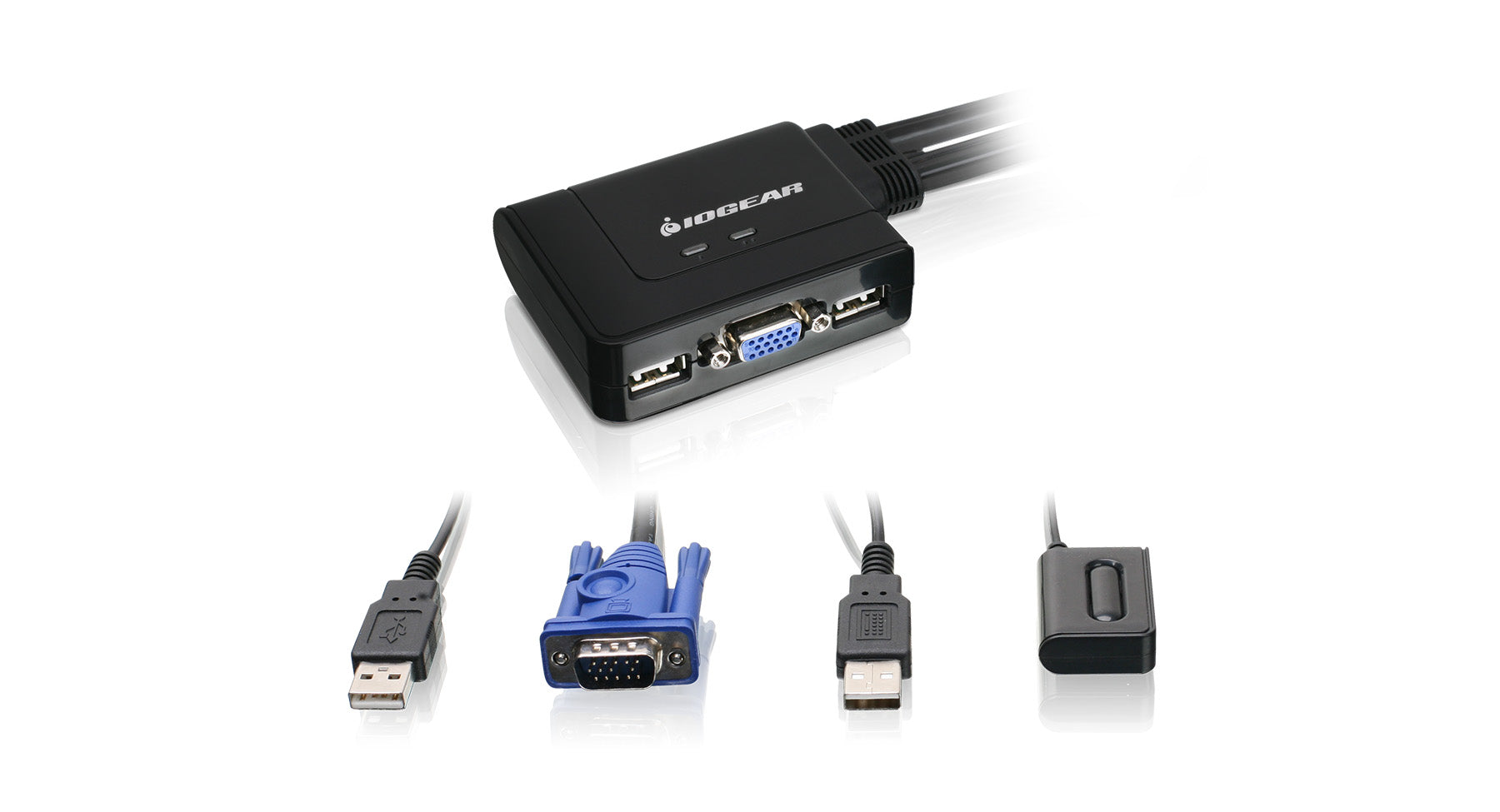 2-Port USB KVM Switch with Cables and Remote