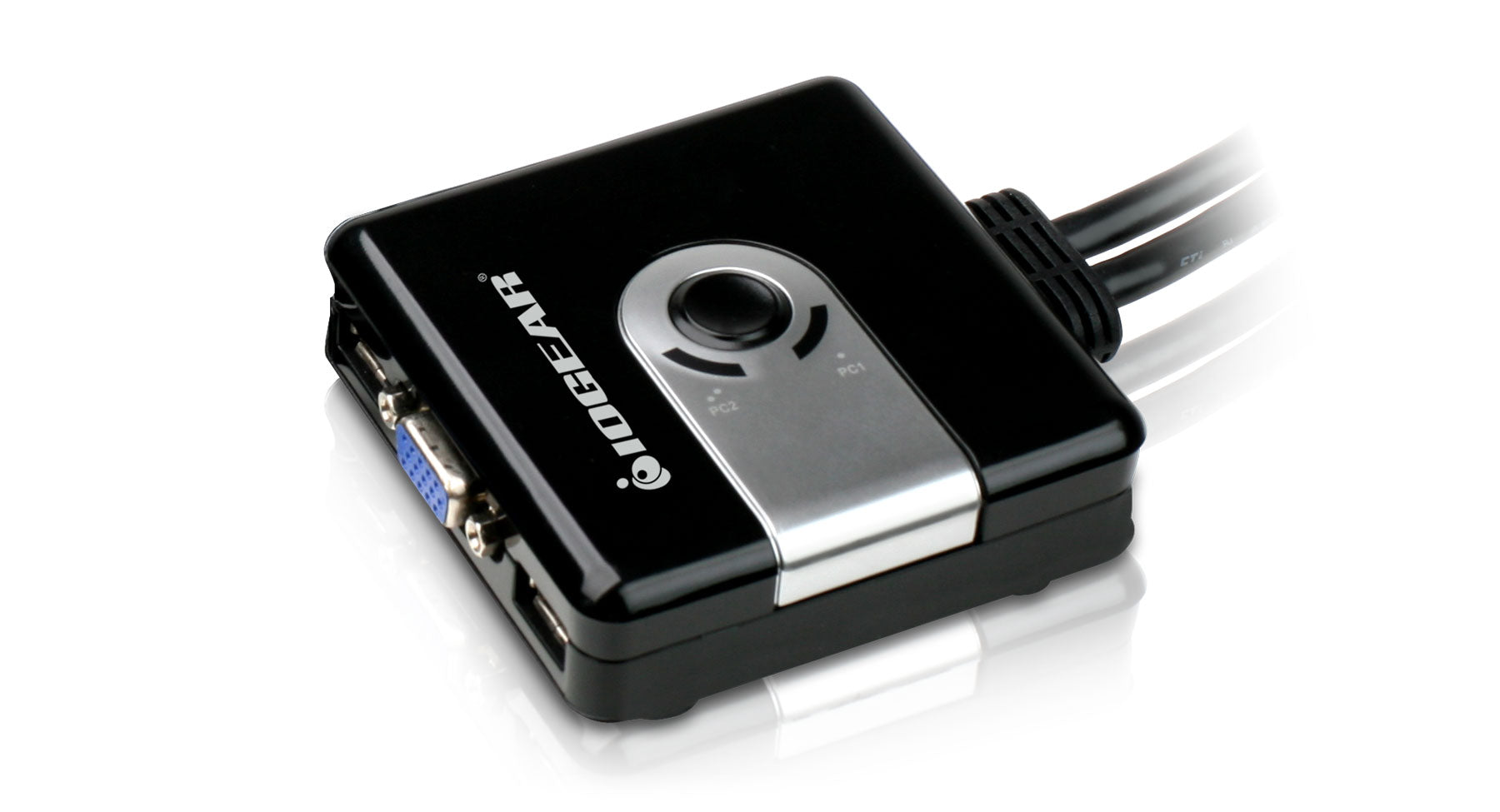 2-Port Compact USB VGA KVM with Built-in Cables