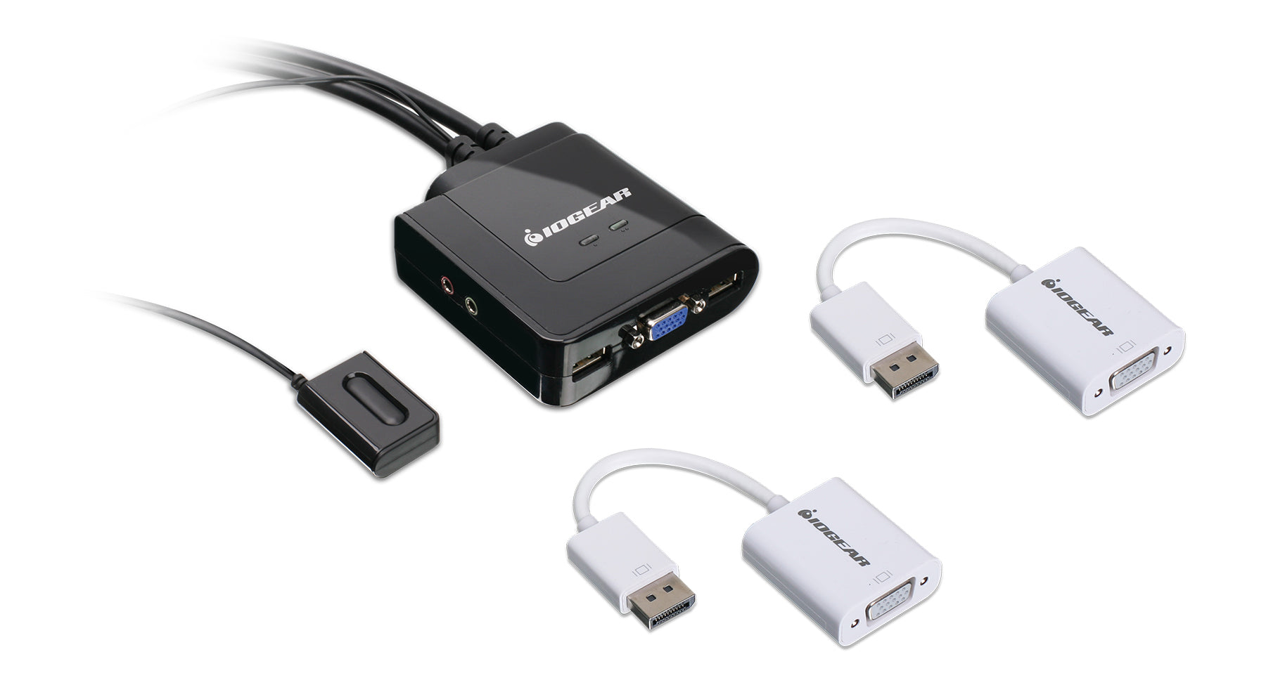 IOGEAR 2-Port USB VGA Cable KVM with Mini DisplayPort Adapters