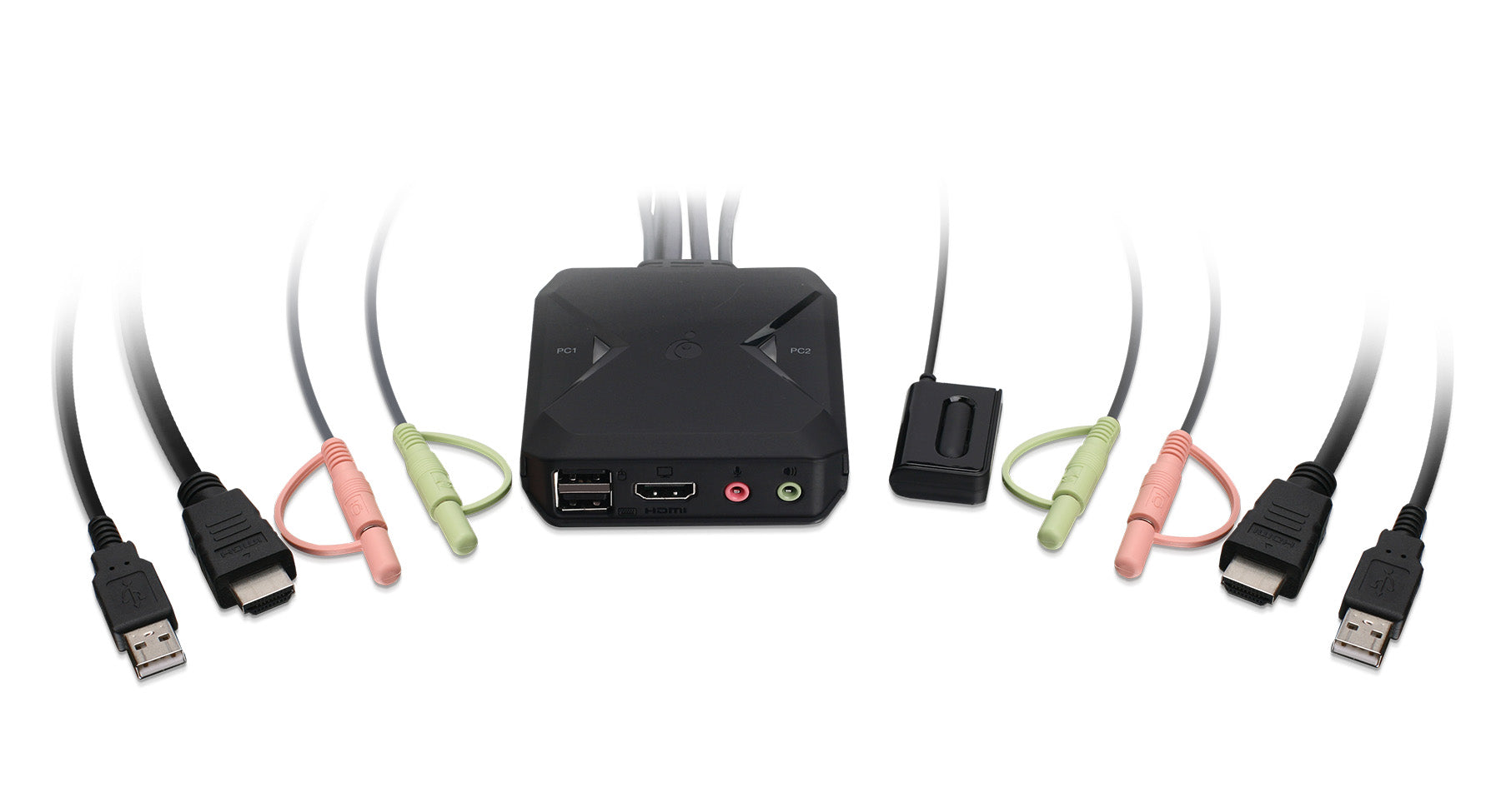 2-Port 4K KVM Switch with HDMI, USB and Audio Connections