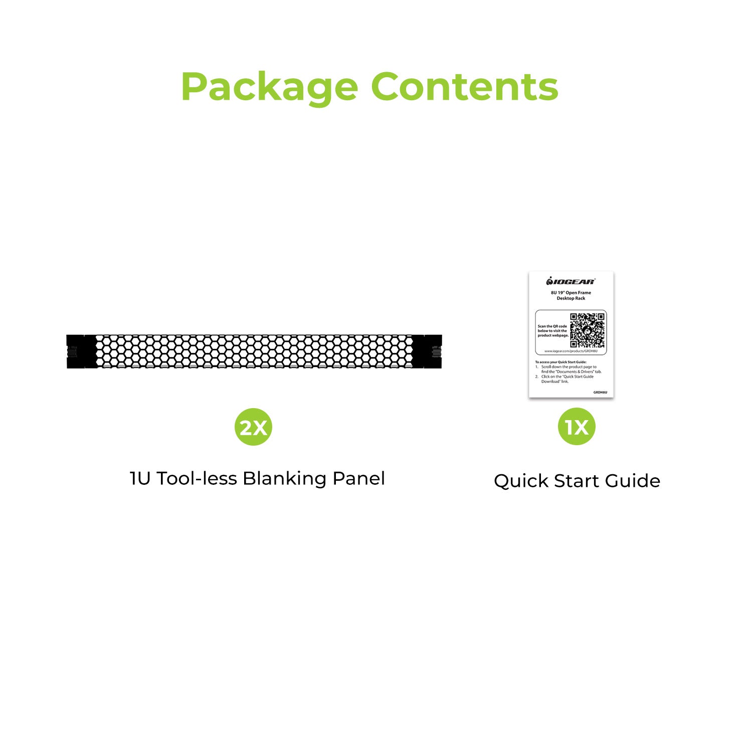 1U Tool-less Vented Blanking Panel (2-Pack)