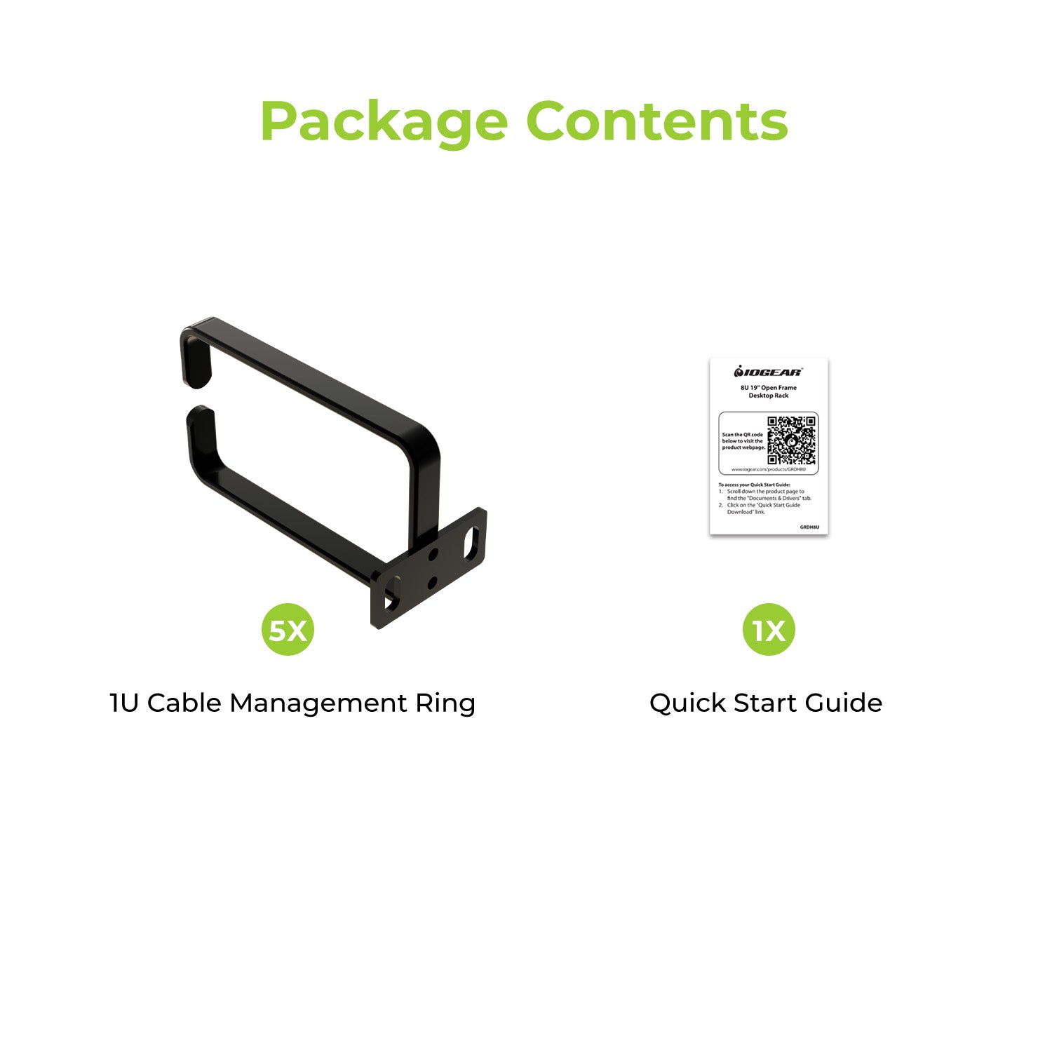 1U Cable Management Ring - 2.3x3.9in (5.7x10cm) (5 Pack)