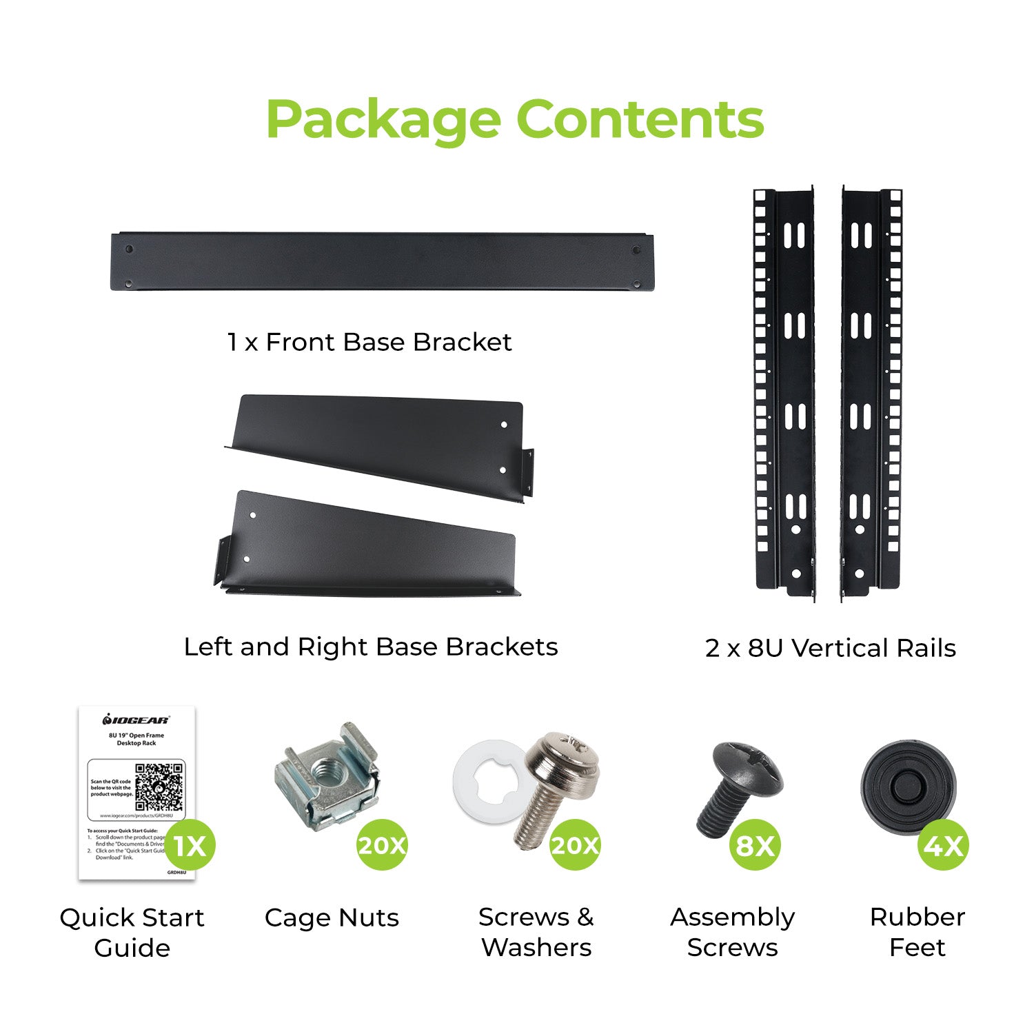 8U 19" Open Frame Desktop Rack