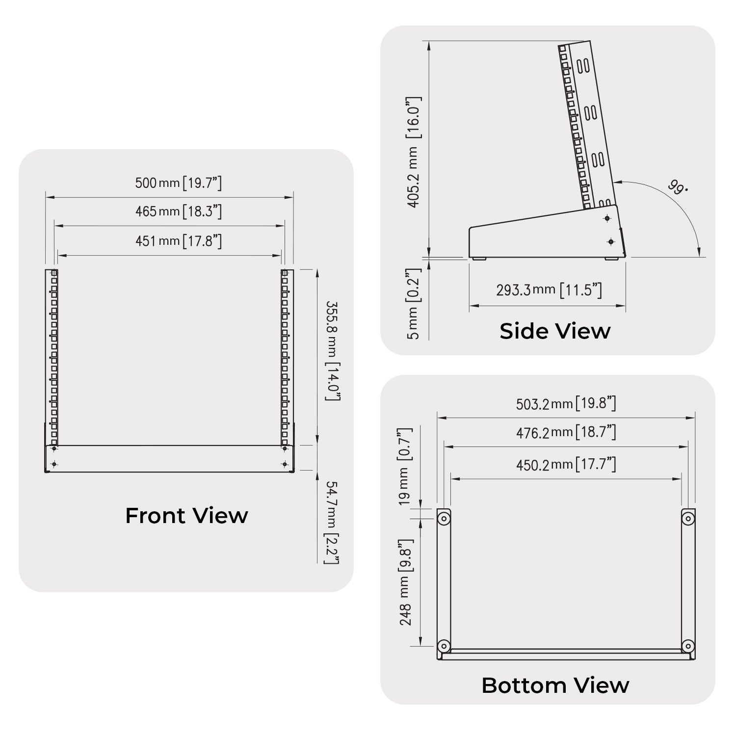 8U 19" Open Frame Desktop Rack