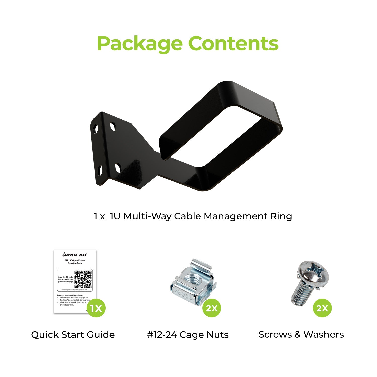 1U Multi-Way Cable Management Ring