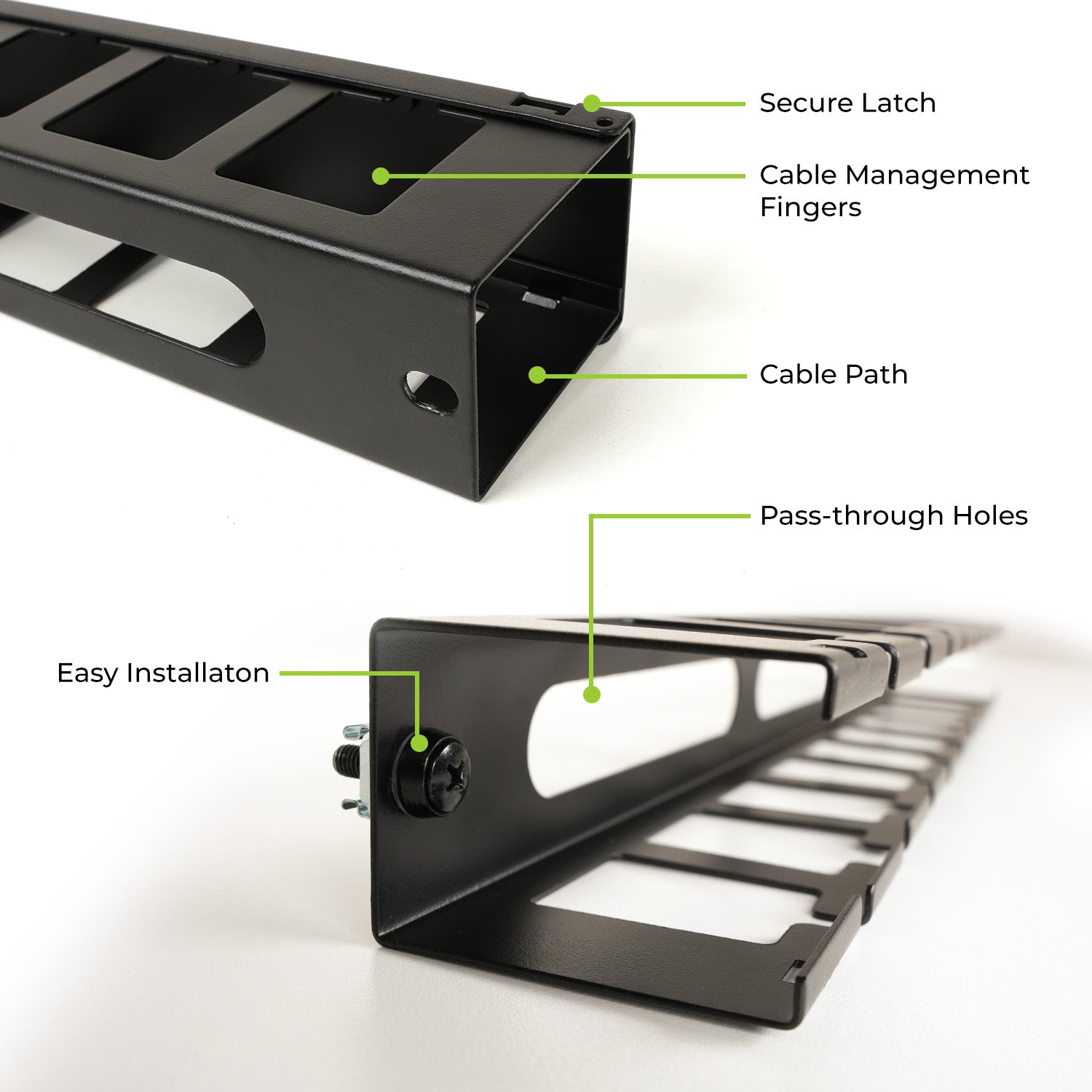 1U 19" Horizontal Cable Management Duct