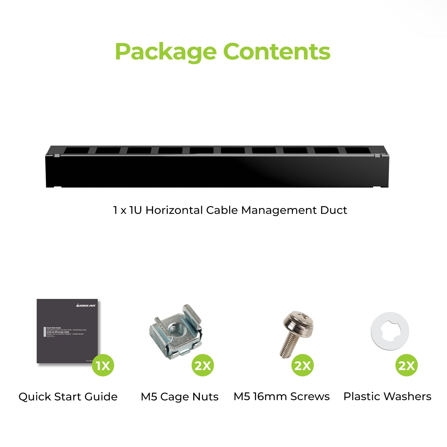 1U 19" Horizontal Cable Management Duct