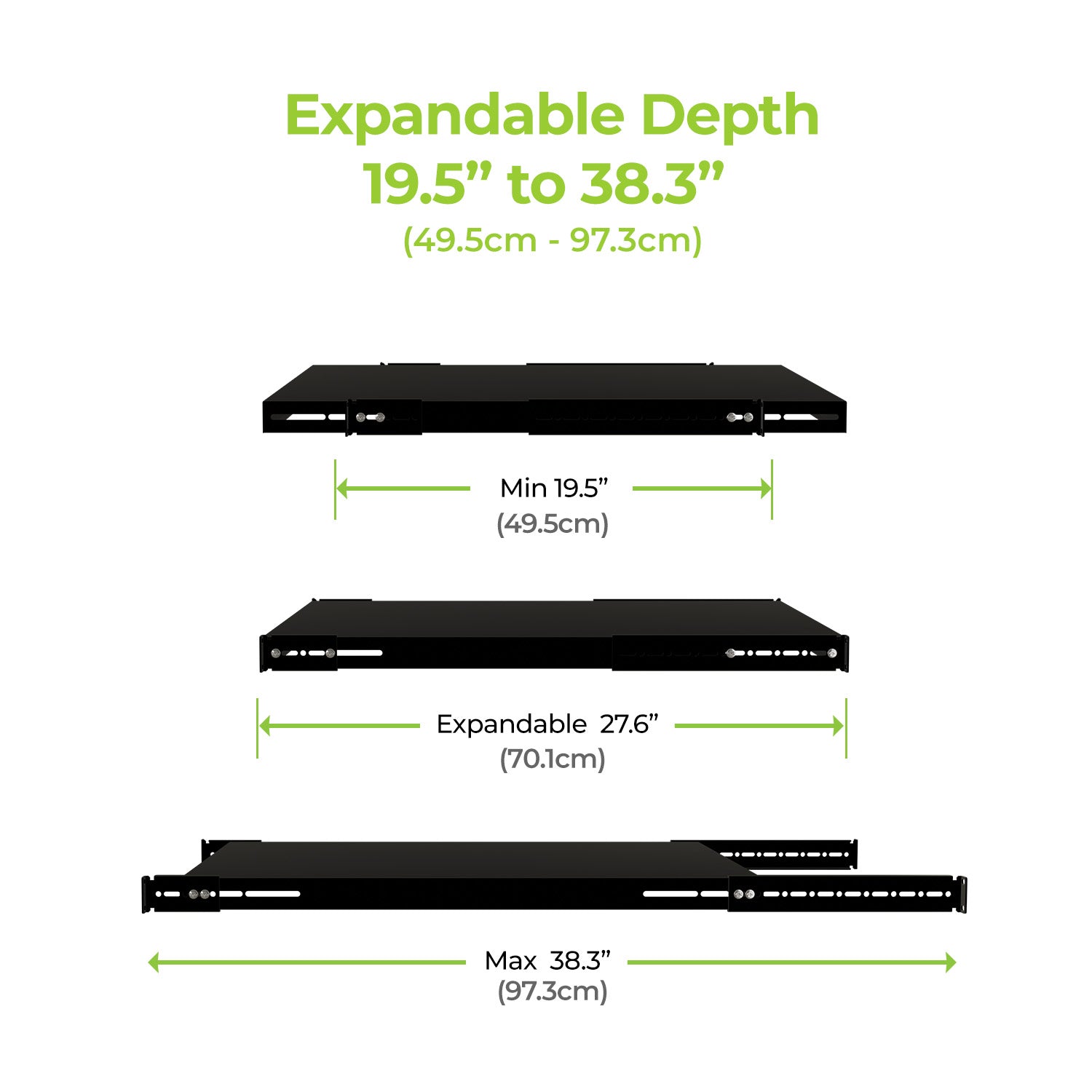 Adjustable Depth Heavy Duty Fixed Rack Shelf