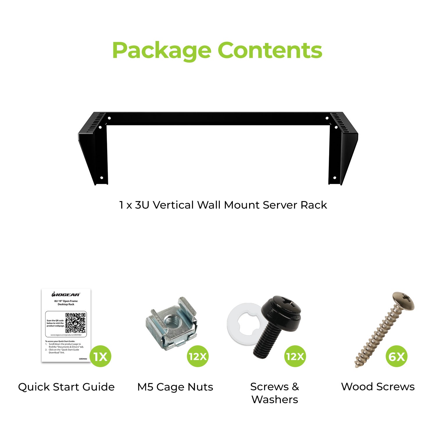 3U 19" Deep Vertical Wall Mount Server Rack