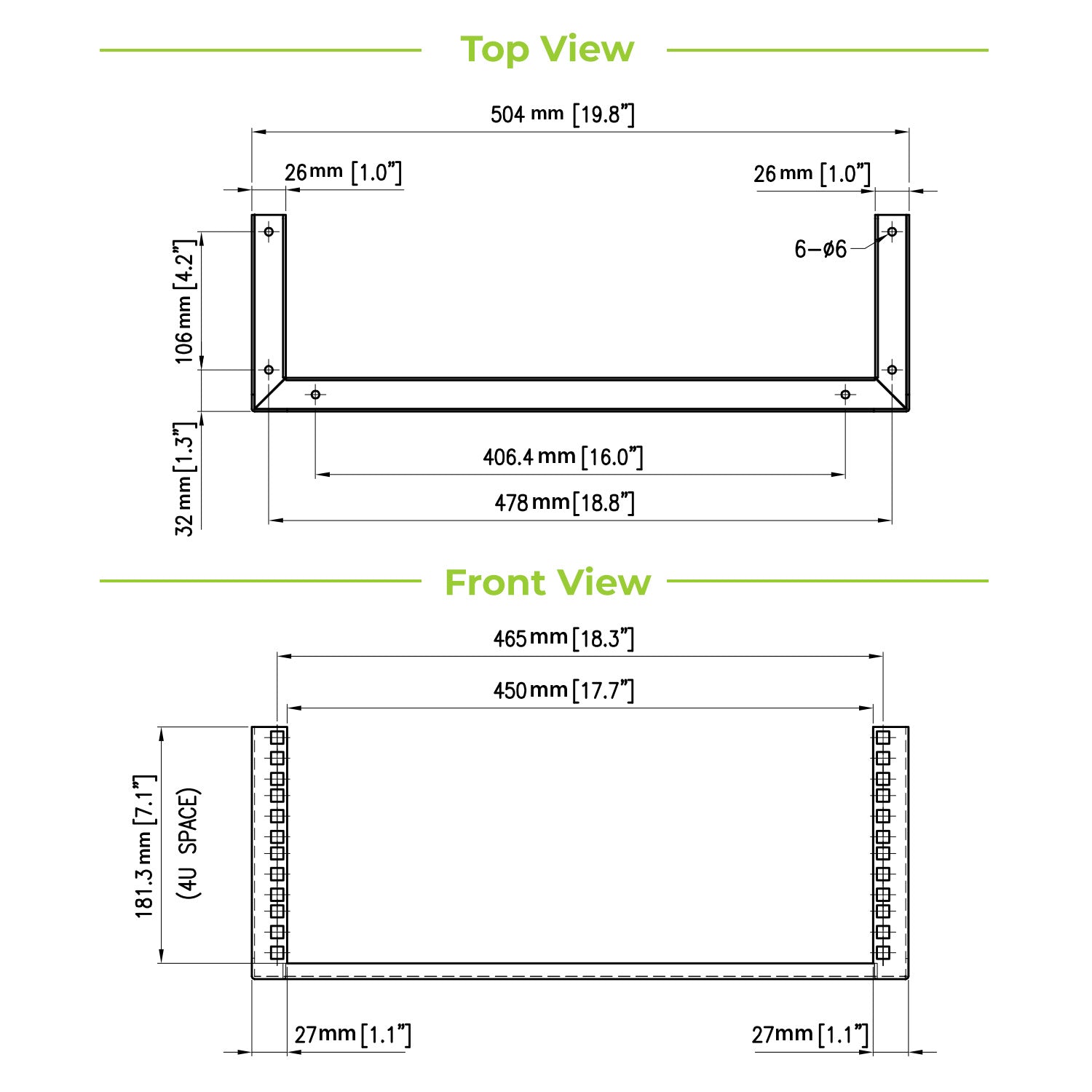 4U 19" Deep Vertical Wall Mount Server Rack
