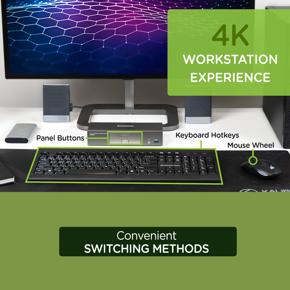 2-Port DisplayPort KVMP Switch with USB 3.0 Hub (TAA Compliant)