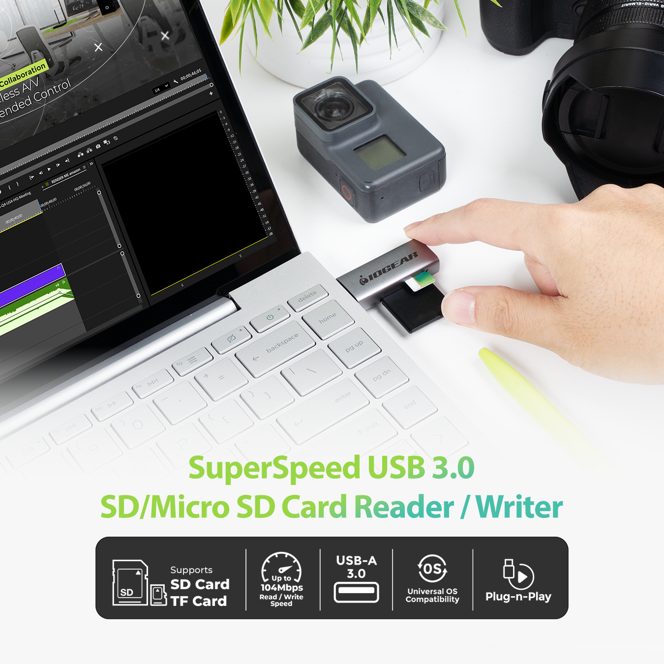 SuperSpeed USB 3.0 SD/Micro SD Card Reader / Writer