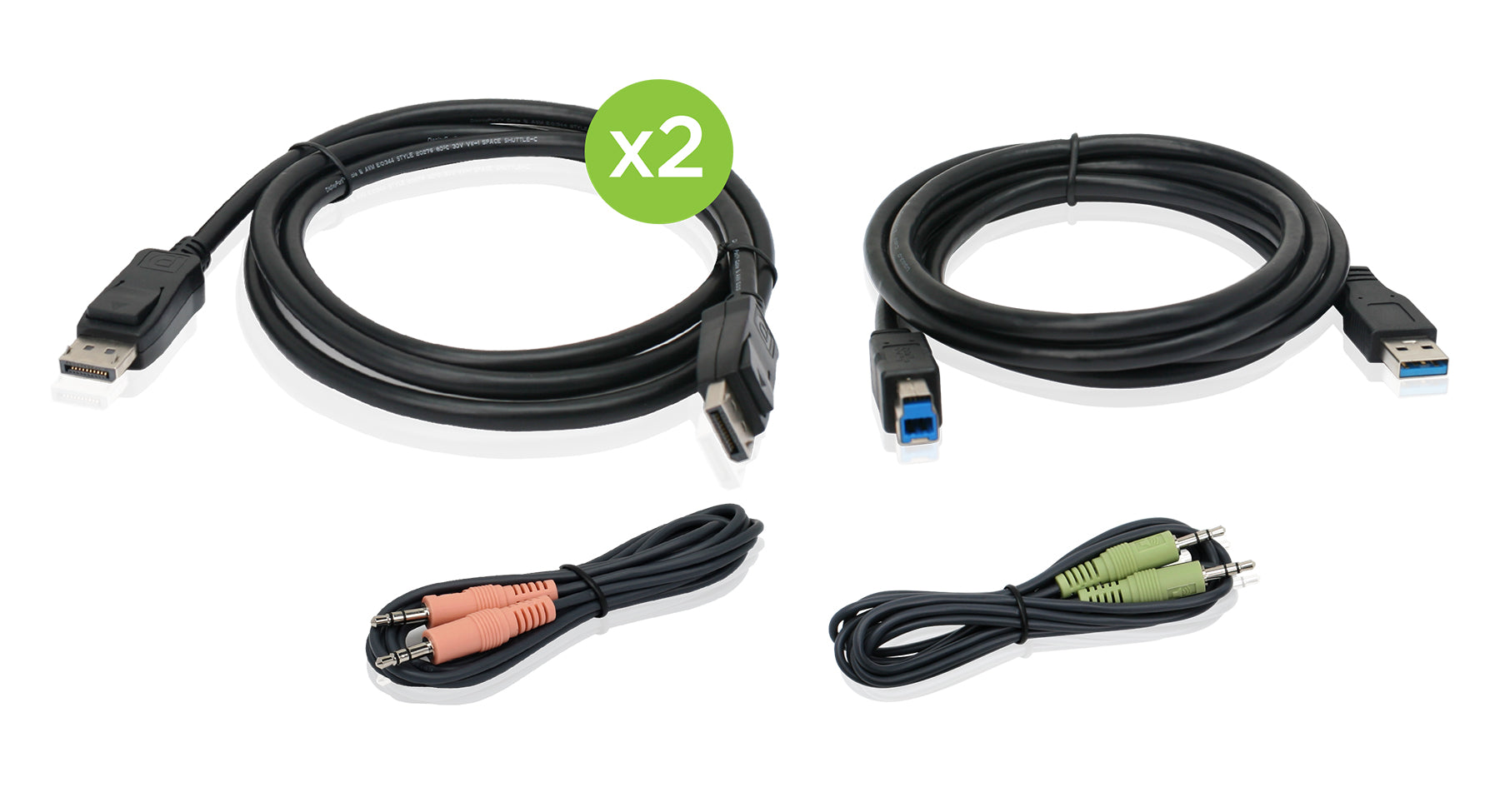 Dual View DisplayPort Cable KVM Set with USB and Audio (TAA)