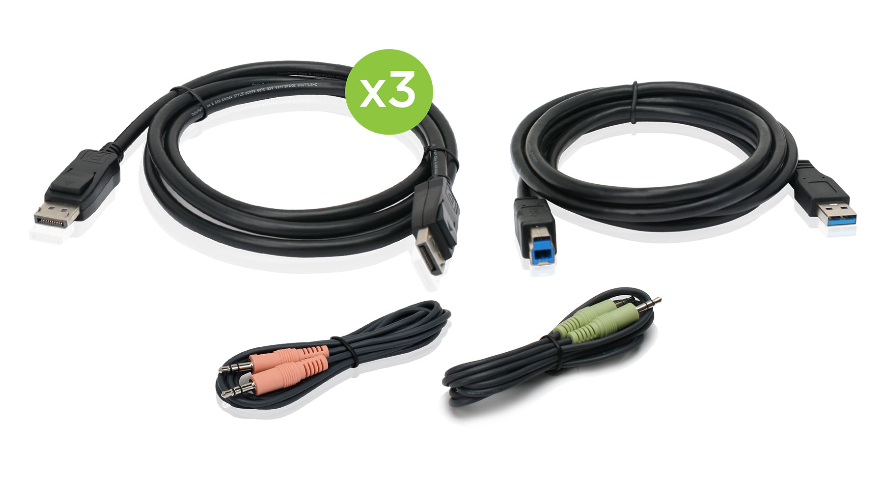 4K Triple View DisplayPort Cable Kit with USB and Audio (TAA)