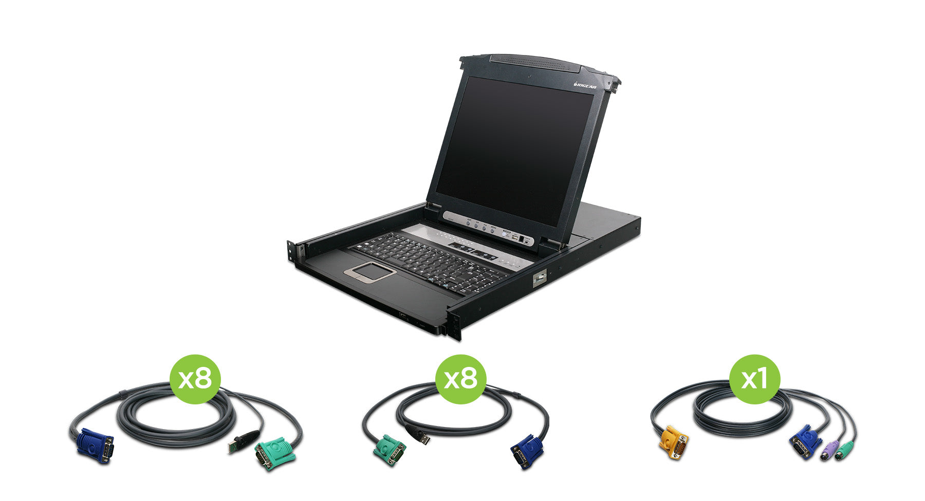 16-Port LCD Combo KVM Switch with USB KVM Cables