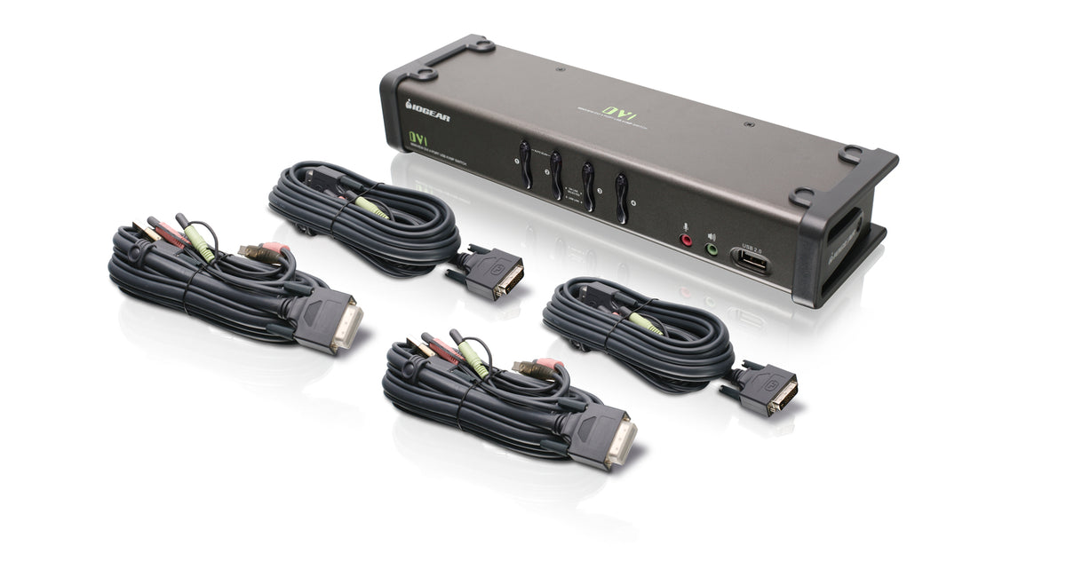 GCS1104 - IOGEAR 4-Port DVI KVMP Switch with Audio and Cables (TAA ...
