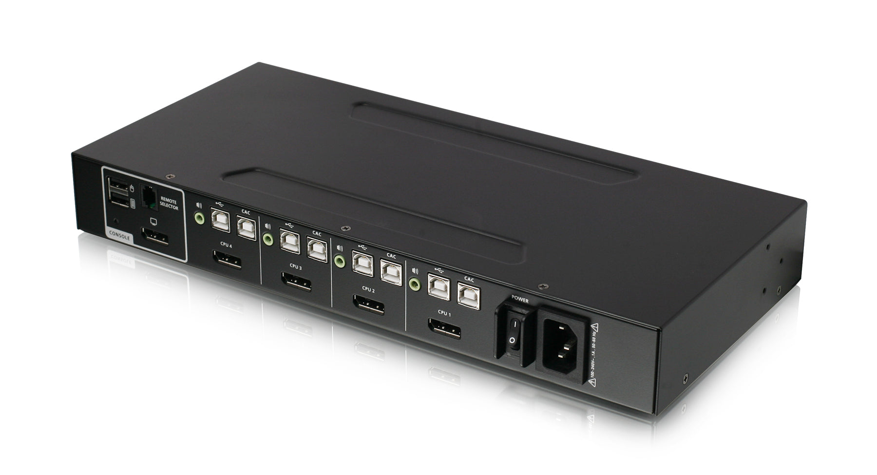 Universal 4-Port Single View DisplayPort/HDMI Secure KVM Switch Kit w/Audio and CAC Support