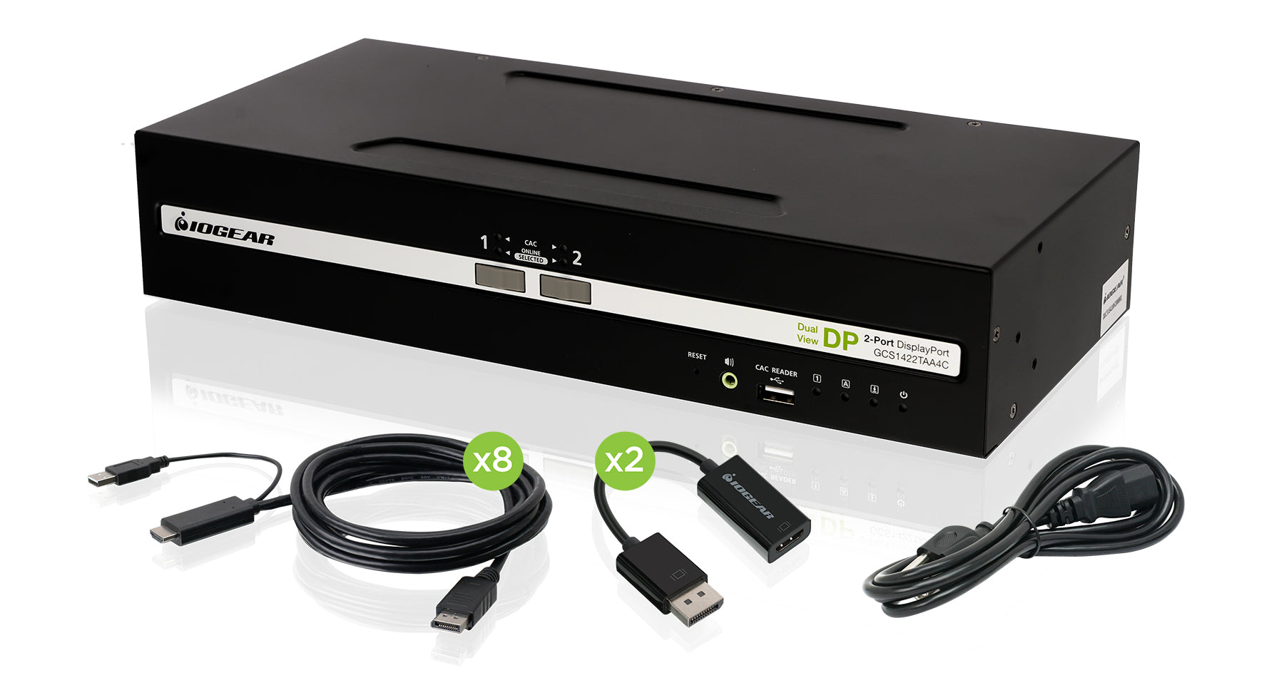 Universal 2-Port Dual View DisplayPort/HDMI Secure KVM Switch Kit w/Audio and CAC