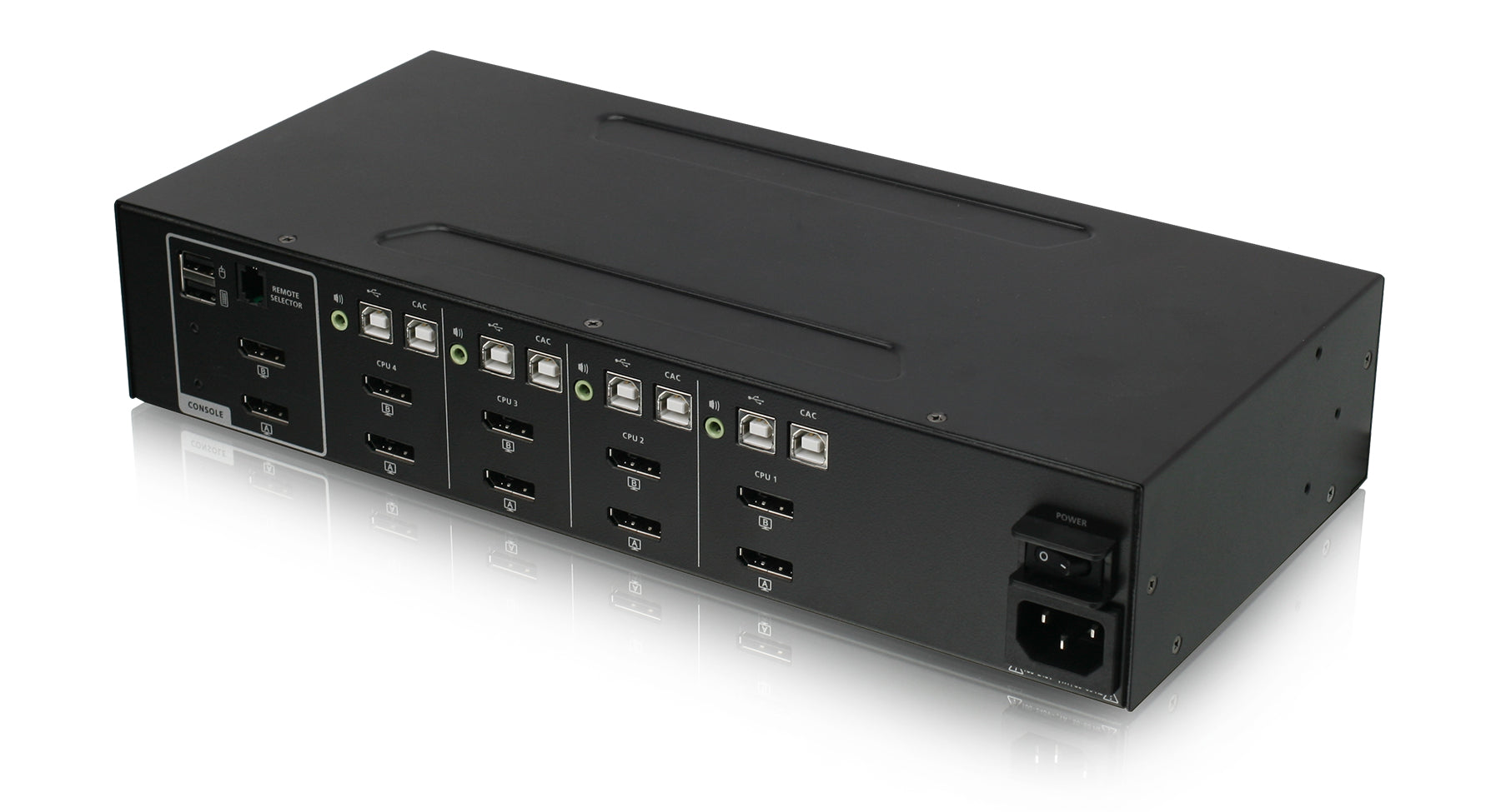 Universal 4-Port Dual View DisplayPort/HDMI Secure KVM Switch Kit w/Audio