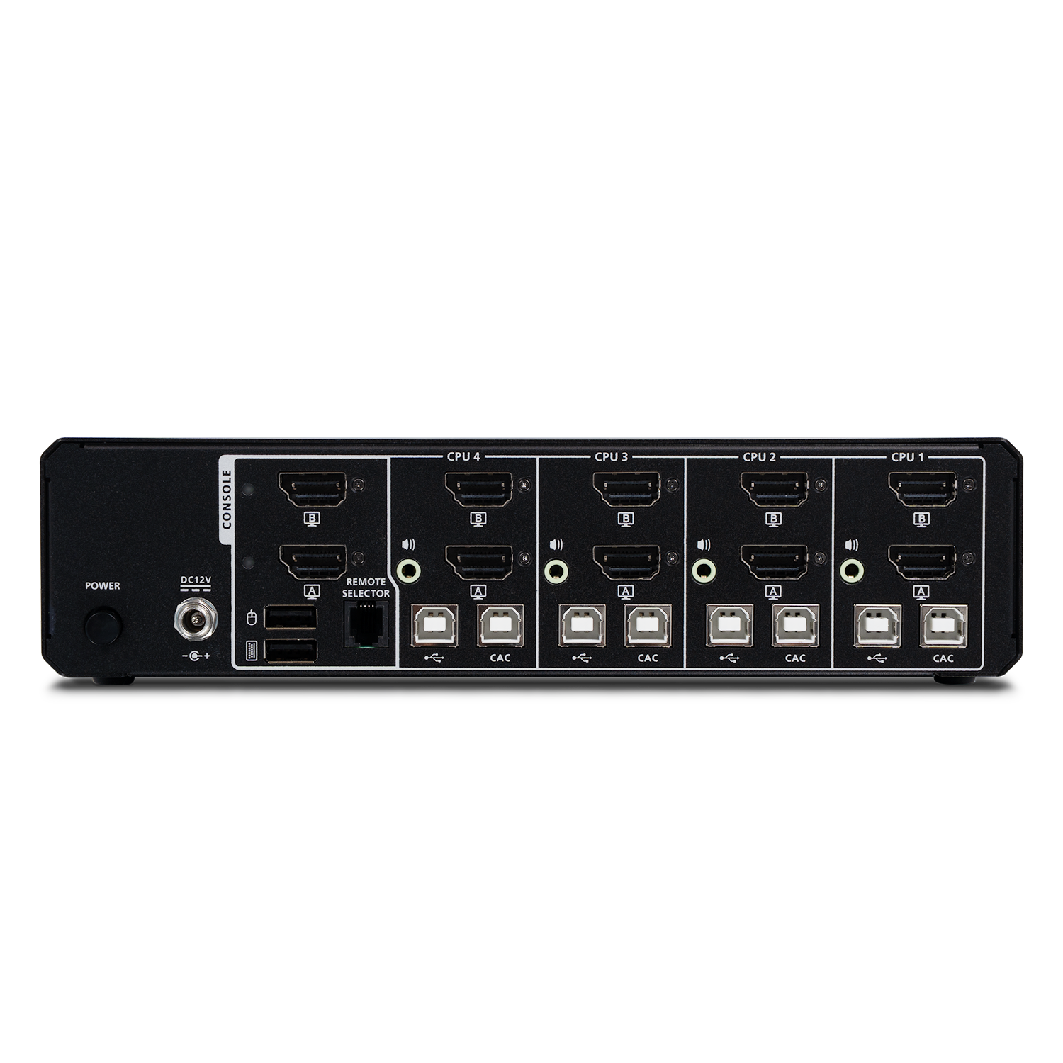 4-Port Dual View True Universal (DP/HDMI) Secure KVM Switch w/Audio and CAC Support