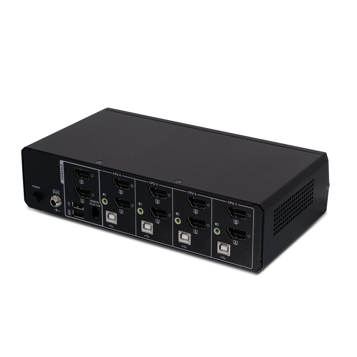 4-Port Dual View True Universal (DP/HDMI) Secure KVM Switch w/Audio