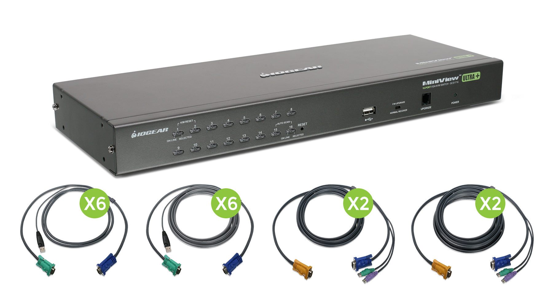 16-Port USB PS/2 Combo KVM Switch with Cables (TAA Compliant)