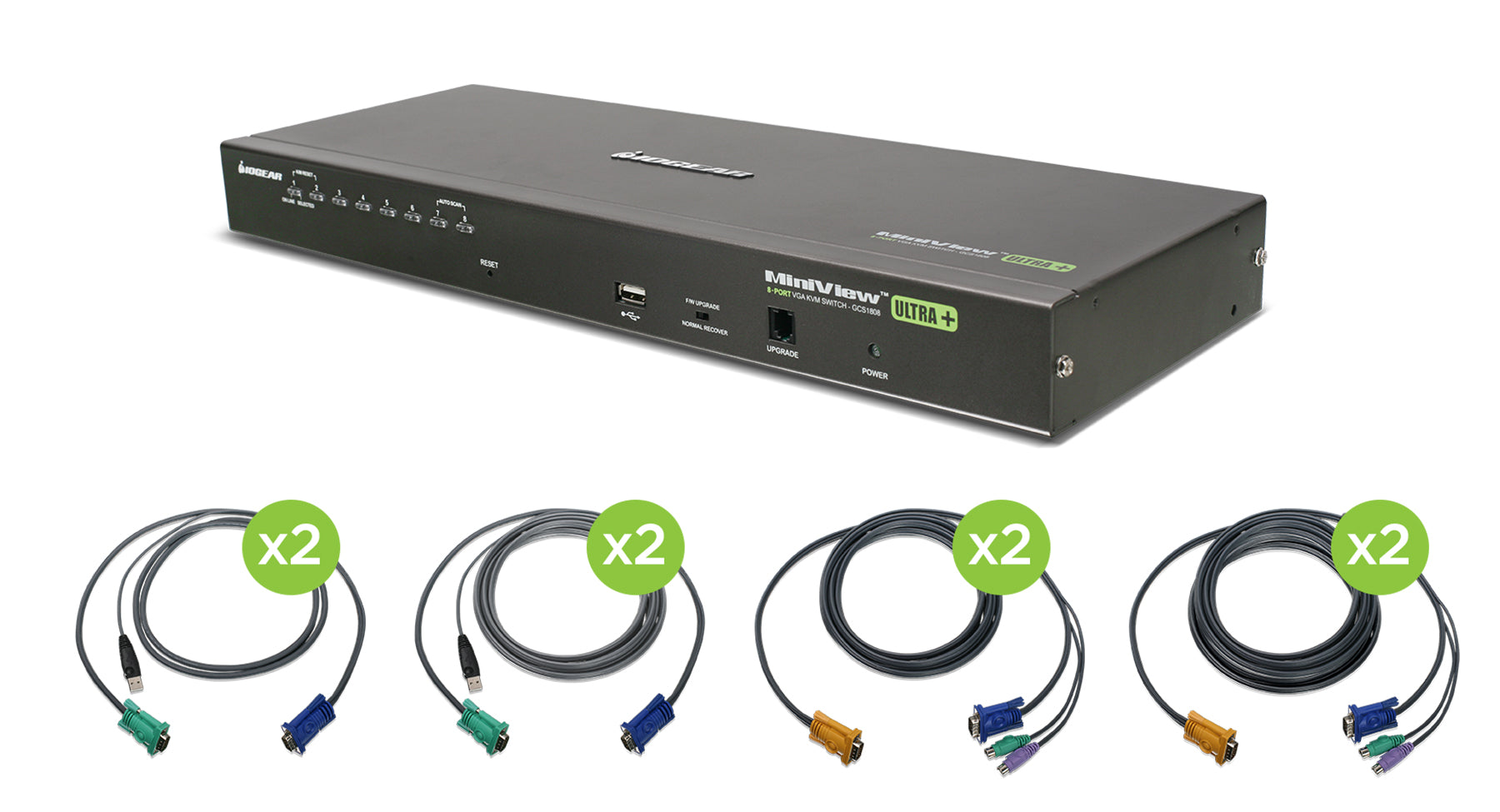 GCS1808KIT - IOGEAR 8-Port USB PS/2 Combo VGA KVM Switch with Cables