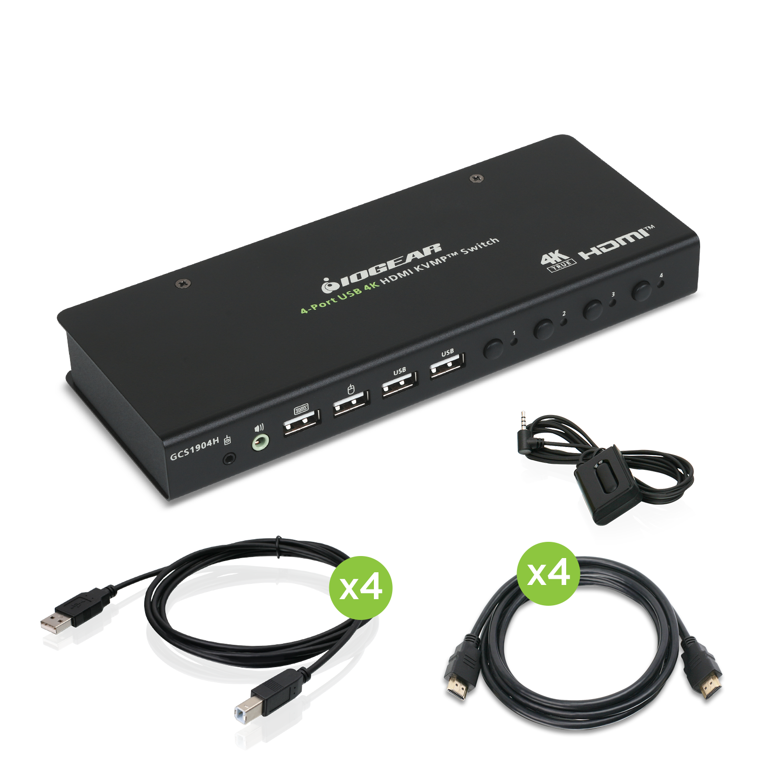 4-Port 4K KVM Switch with HDMI Connection, USB 2.0 and Audio