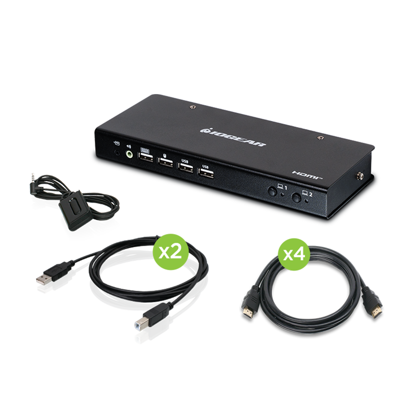 2-Port 4K Dual View KVM Switch with HDMI Connection, USB 2.0, and Audio
