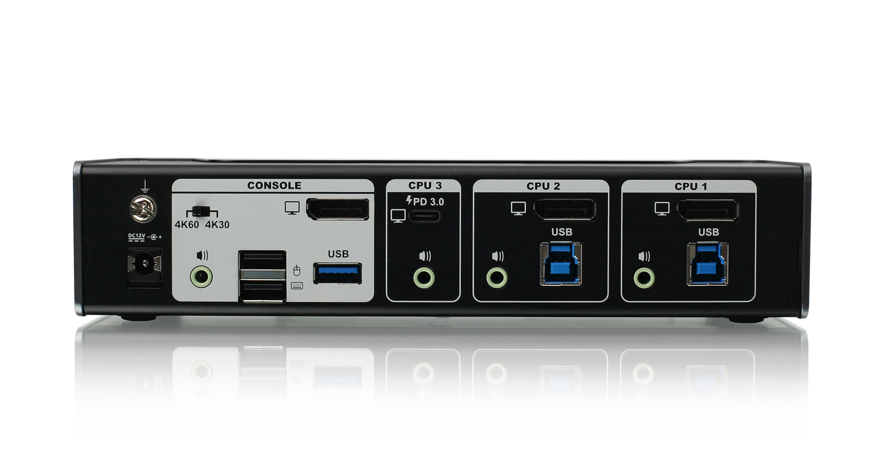 3-Port 4K USB-C and DisplayPort KVMP Switch with Power Delivery