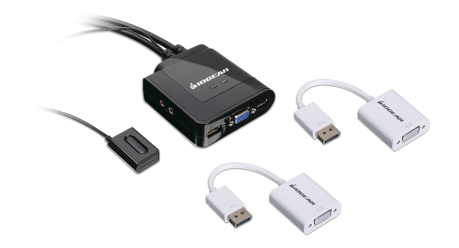 2-Port USB VGA Cable KVM with Mini DisplayPort Adapters