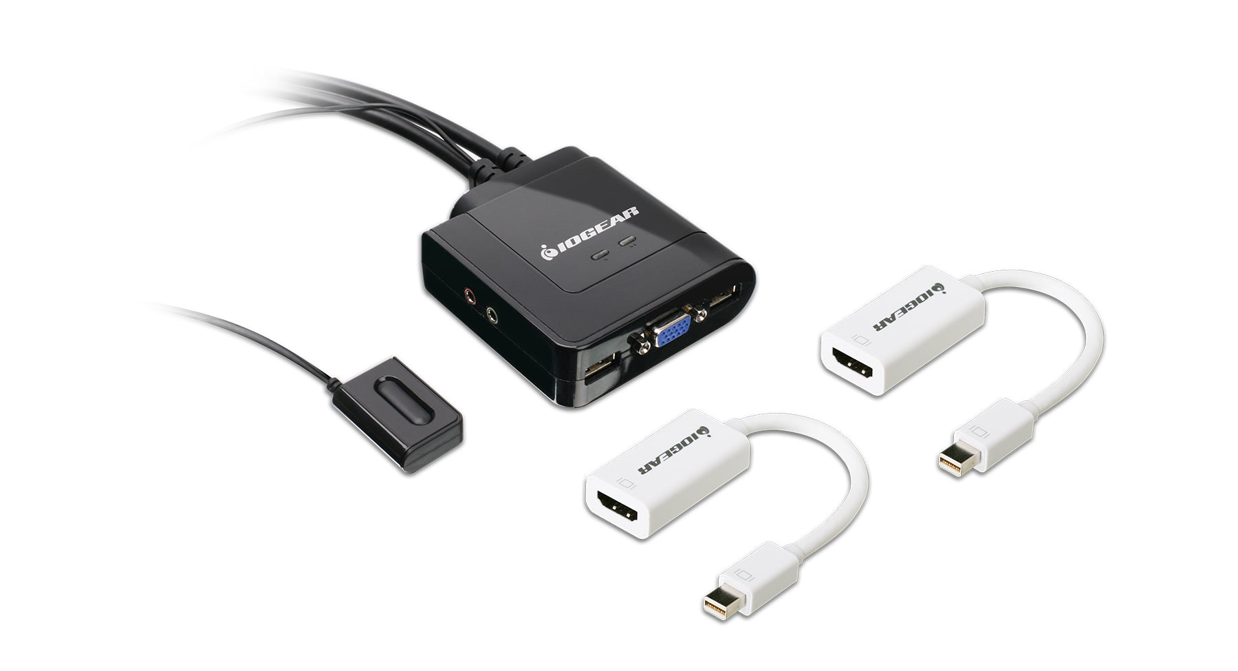 2-Port USB VGA Cable KVM with Mini DisplayPort Adapters